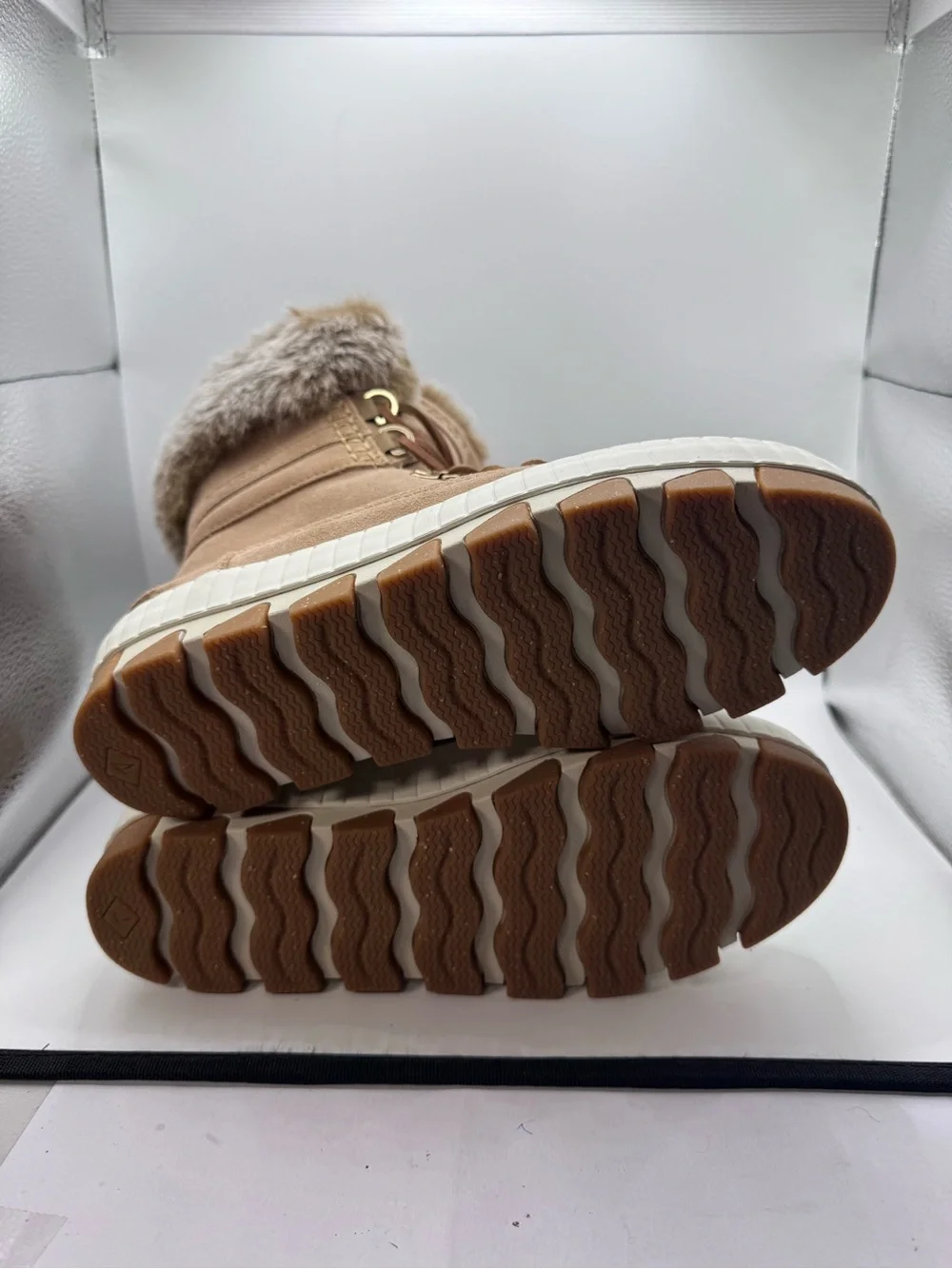 Sperry Tan Faux Fur-Trim Lace-Up Winter Boot